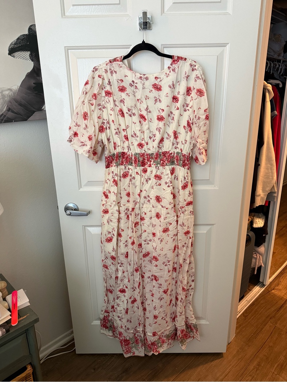 Free People Cream Maxi Dress with Red Floral Print - Picture 4 of 6